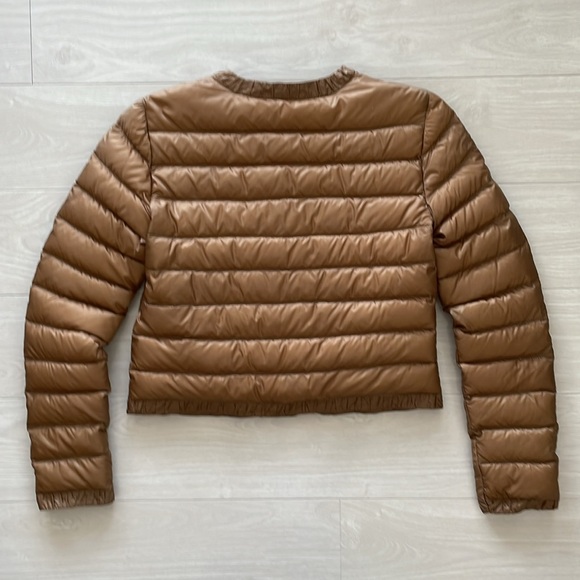Moncler Tan Cropped Down Jacket - Picture 10 of 15